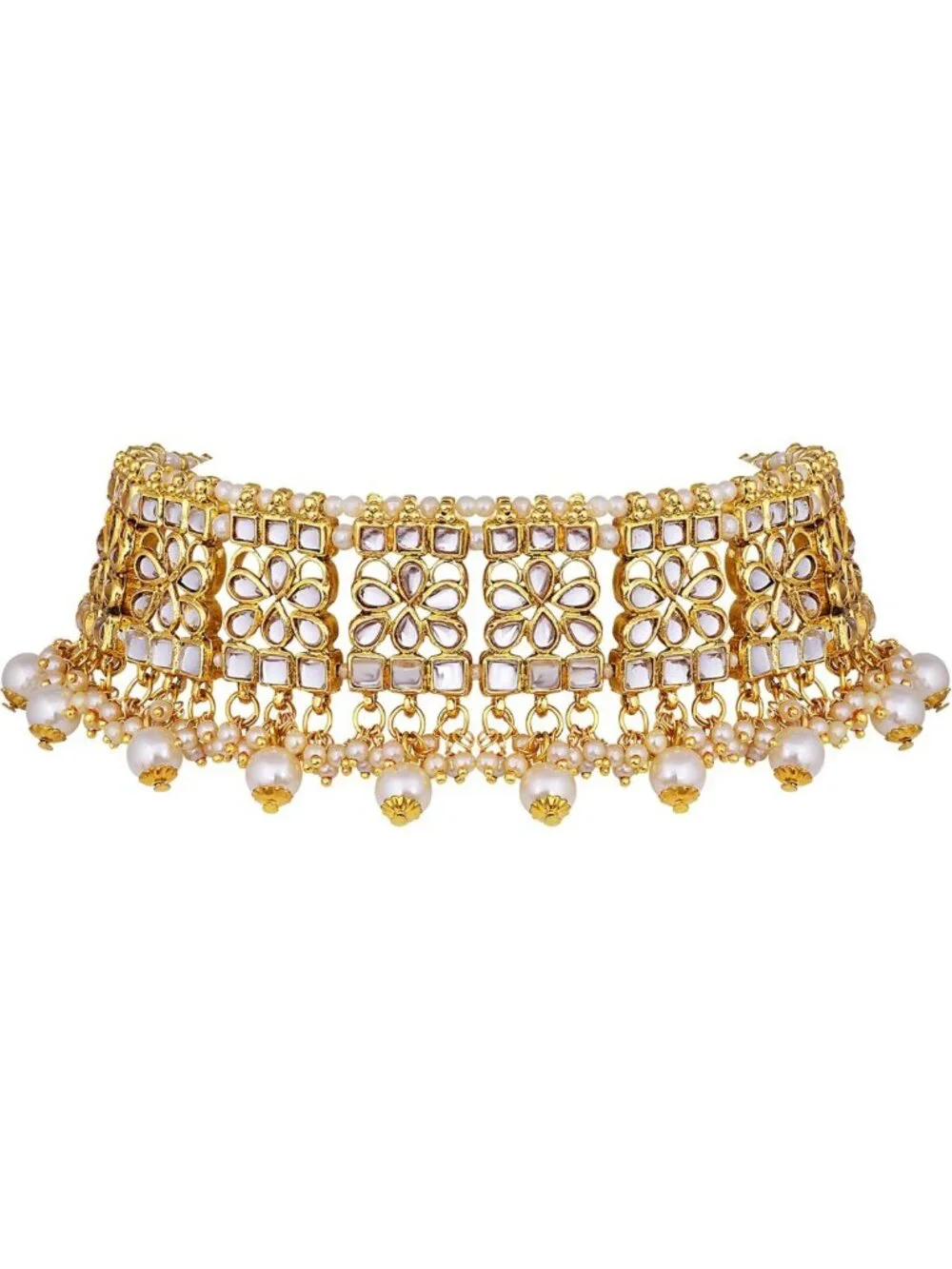 Elegant Indian Faux Kundan Choker Necklace & Maang Tikka Set for Ethnic Weddings